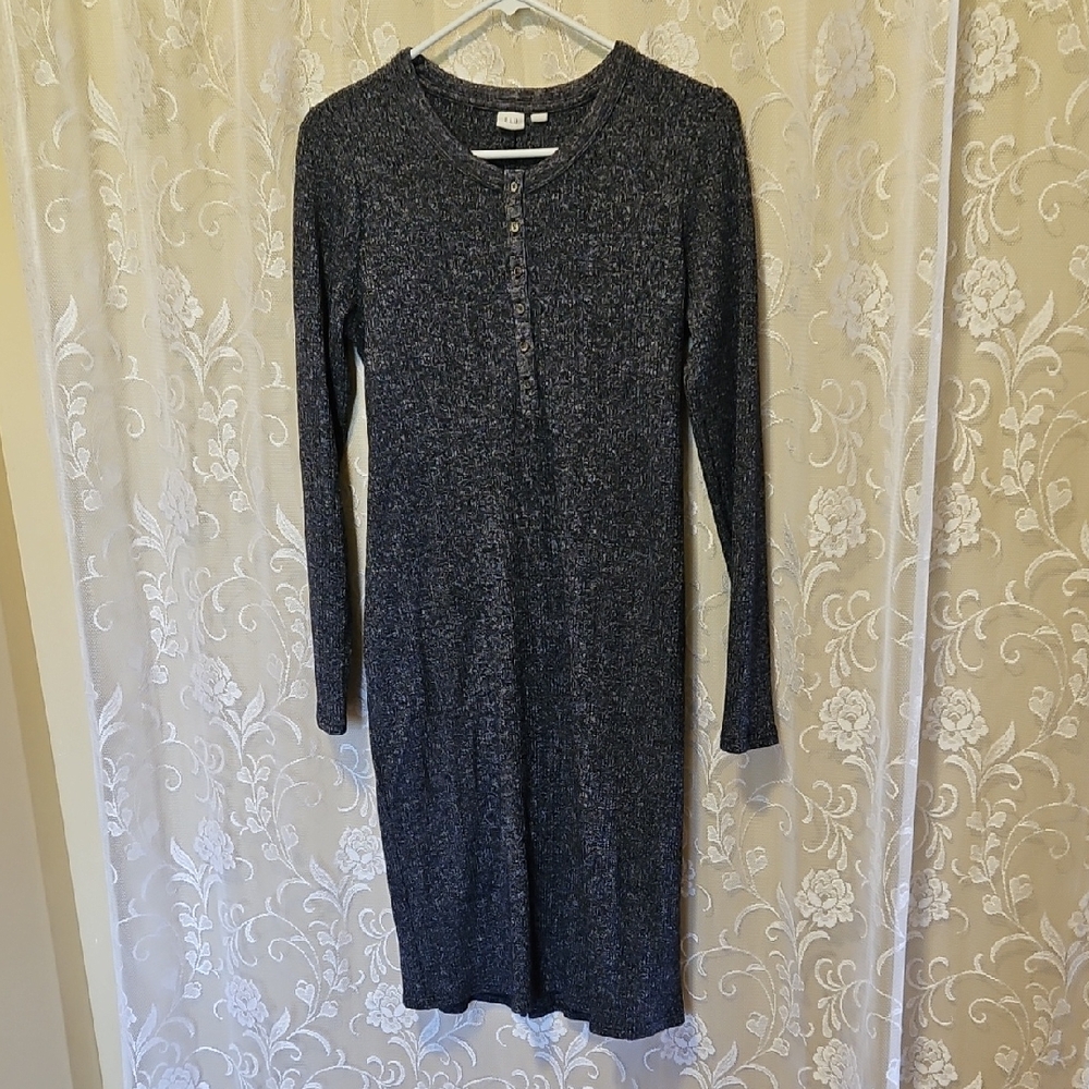 Maternity Long Sleeve Henley Midi Dress